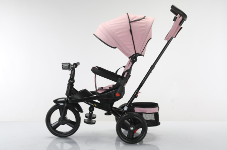 Tricicleta Multifunctionala Roz, Scaun 360°, Roti EVA, 6-48 Luni [4]