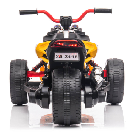 Trike Electric pentru Copii, 12V, 2 Motoare, Roti EVA, MP3 Bluetooth, Suspensii Spate Galben [2]