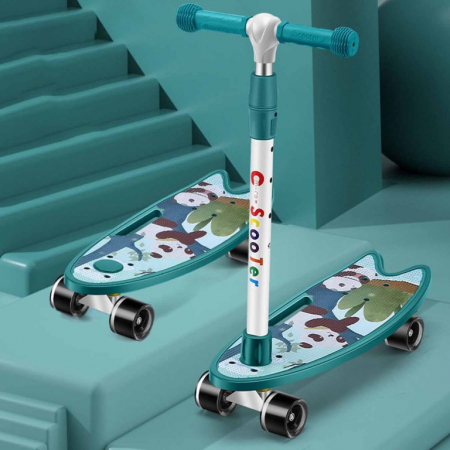 Trotinete - Trotineta 2 in 1, transformabila in skateboard cu lumini,Verde