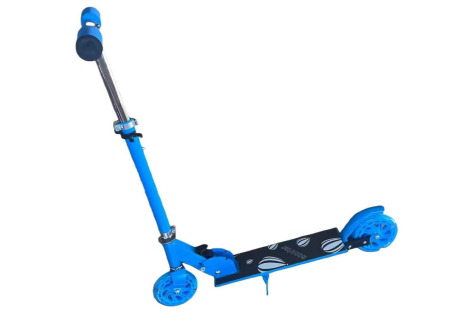 Trotinete - Trotineta Pliabila Albastra cu Cric si Lumini LED, Ghidon Reglabil 74–88 cm