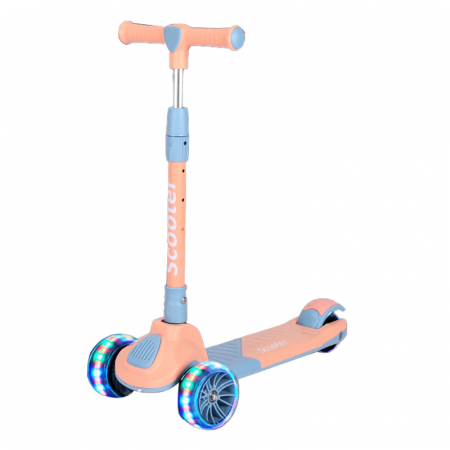 Trotinete - Trotineta Pliabila 3 Roti Scooter cu lumini si sunete Roz Pastel