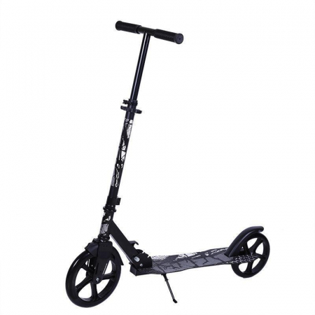 Articole si jucarii exterior - Trotineta Negru cu 2 Roti Mari Cadrul din Otel  Roti 20 cm PU Cric