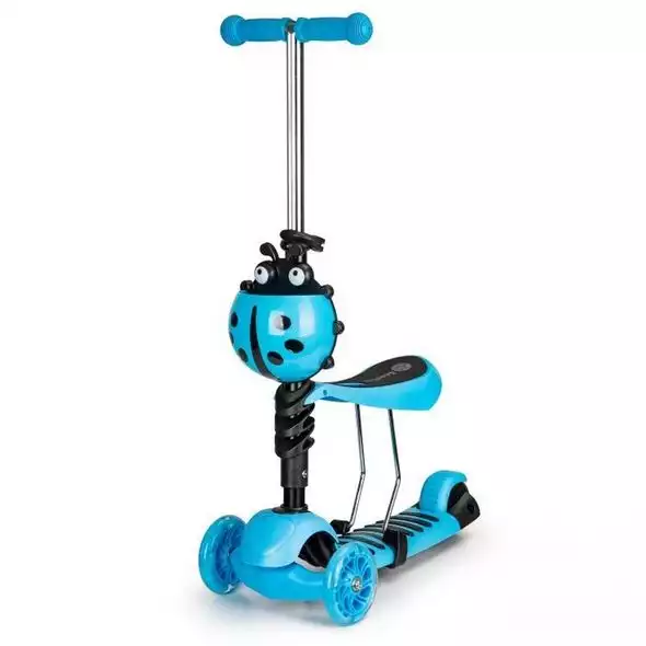Trotinete - Trotineta Buburuza 3 in 1 cu scaun - Trotineta Buburuza- albastru