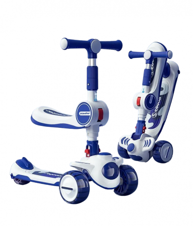 Articole si jucarii exterior - Trotineta Copii 2 in 1 Scooter cu 3 roti Pliabila Albastru