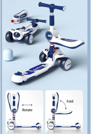 Trotineta Copii 2 in 1 Scooter cu 3 roti Pliabila Albastru [2]