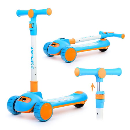 Trotinete - Trotineta Copii 3 Roti Pliabila cu Lumini LED – Reglabila, Play Albastru