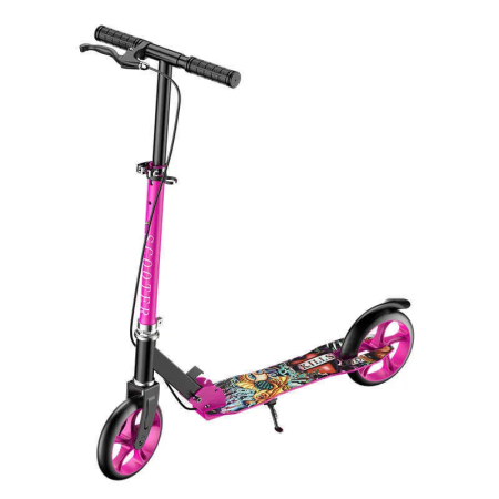 Jucarii exterior - Trotineta pliabila frana dubla, Cric, platforma antiderapanta – Roz 100 kg