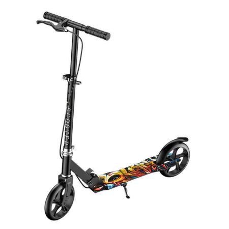 Jucarii exterior - Trotineta pliabila frana dubla, Cric, platforma antiderapanta – Negru 100 kg