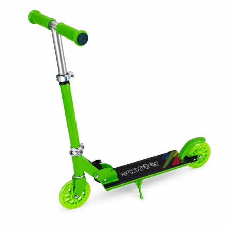 Trotinete - Trotineta Pliabila Verde cu Cric si Lumini LED, Ghidon Reglabil 74–88 cm