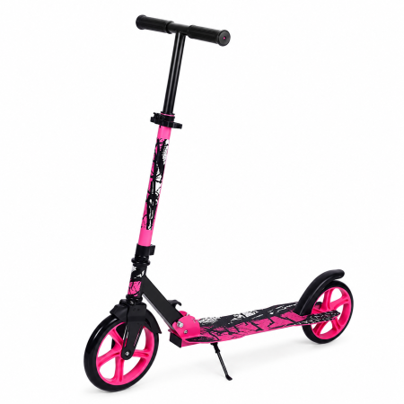 Trotinete - Trotineta Roz cu 2 Roti Mari Cadrul din Otel  Roti 20 cm PU Cric