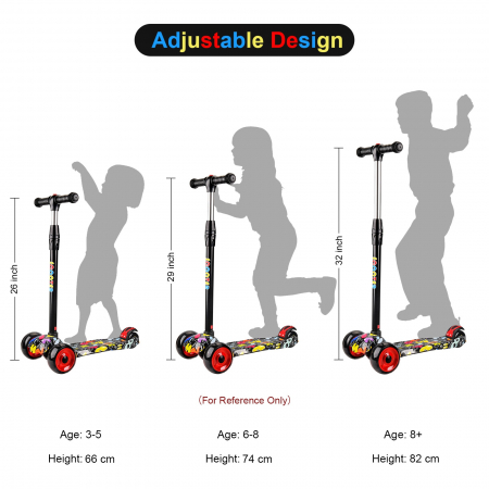 Trotineta Scooter Pliabila 3 Roti cu lumini Grafiti [7]