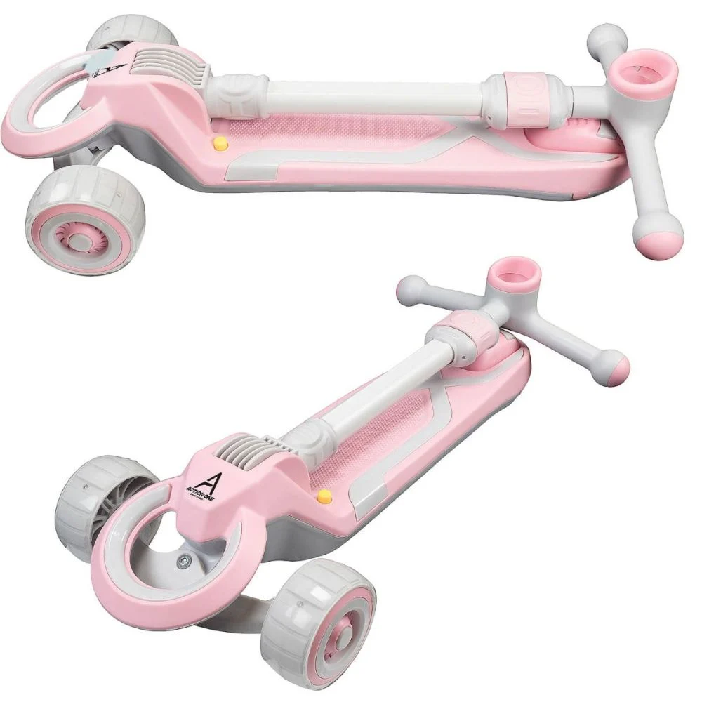 Trotineta Copii 5in1 cu Lumini si sunete Roz cu Maner de impins [5]