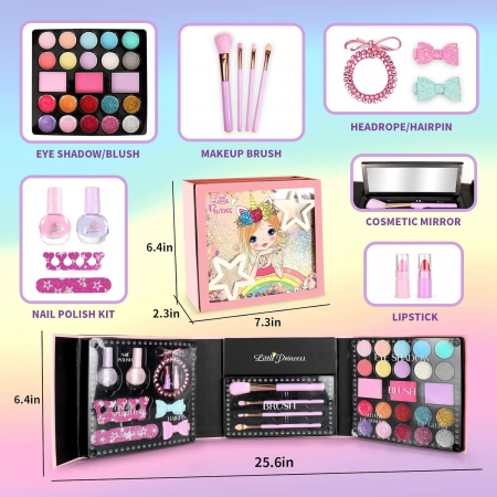 Trusa de Machiaj Lavabila pentru Fete – Set Cosmetice cu Accesorii pentru Micile Printese [2]