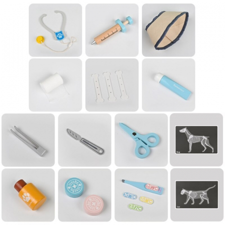 Trusa Doctor Veterinar pentru copii cu accesorii din lemn KIt Pet [7]