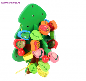 Jocuri creative (3 ani +) - Jucarie Montessori  sa insiruim Pomul cu Fructe  din lemn