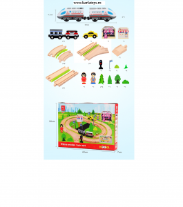Circuit din lemn cu trenulet si masinute Big City Wooka 59 piese [4]