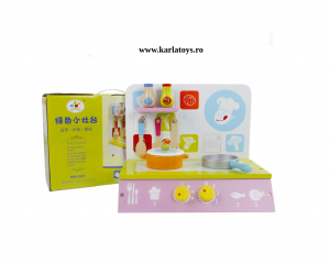 Bucatarii  de Jucarie(3 Ani+) - Bucatarie de lemn copii  Green Kitchen set