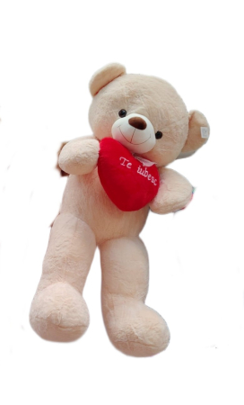 Jucarii - Urs de Plus Crem 120 cm cu Inima Te Iubesc