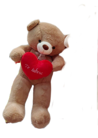 Jucarii - Urs de Plus Bej 120 cm cu Inima Te Iubesc