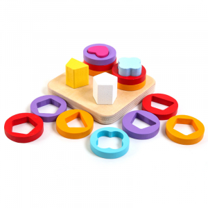 Jucarii din lemn si Montessori - Joc lemn montessori sortator forme geometrice 4 coloane