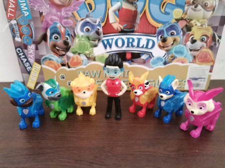 Figurine Desene Animate( 3 ani +) - Set 7 Figurine Patrula Catelusilor cu Lumini si Ryder