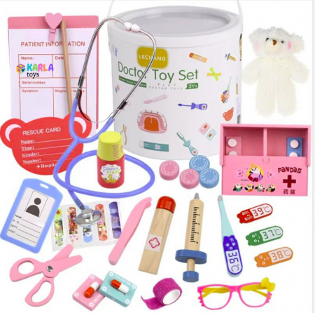 Set scule - Truse doctor copii ( 3 ani +) - Trusa de Doctor copii cu accesori din lemn