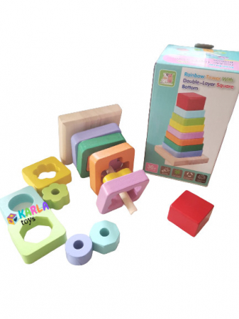 Joc Montessori Turn de stivuire curcubeu [5]