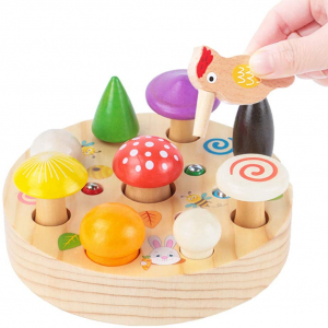 Jucarii - Joc din Lemn Montessori Magnetic Ciuperci de cules