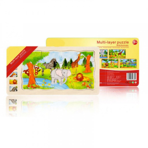 Joc din lemn Puzzle in straturi Onshine Animale [5]