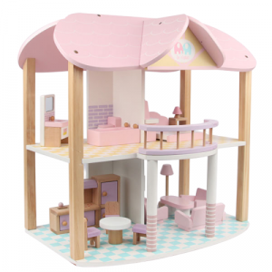 Papusi -Casute- Masute infrumusetare ( 3 ani +) - Casuta de papusi  lemn Msn mobilata - Wooden House Dolls