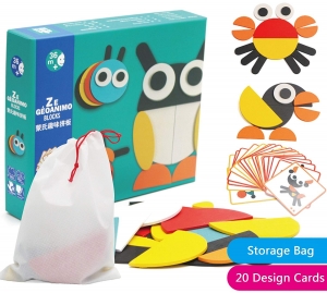 Jocuri creative (3 ani +) - Joc din lemn Tangram Ze geoanimo