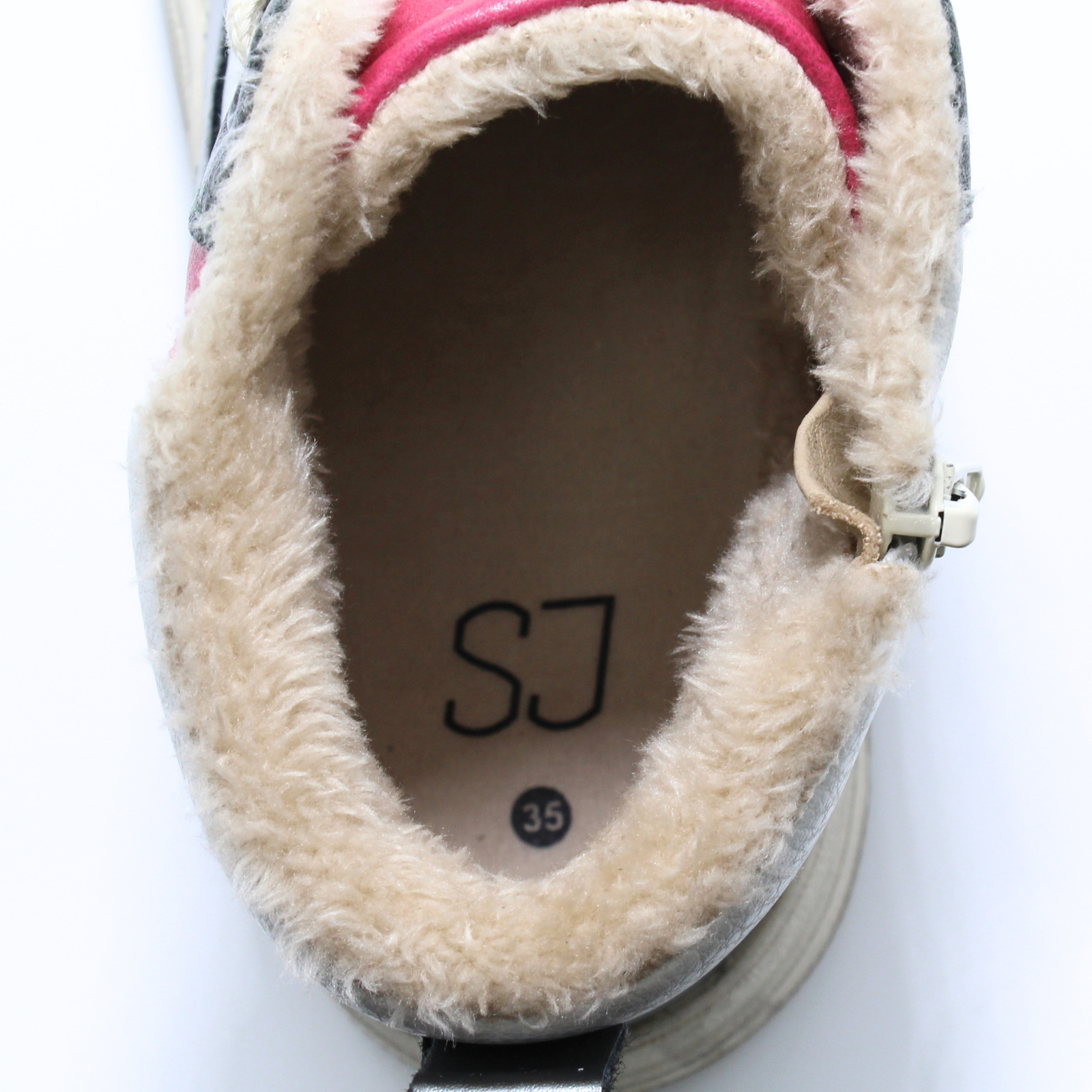 Ghete imblanite fete SJ 637848, Warm line, verde inchis, piele ecologica, marimi 35-39 EU