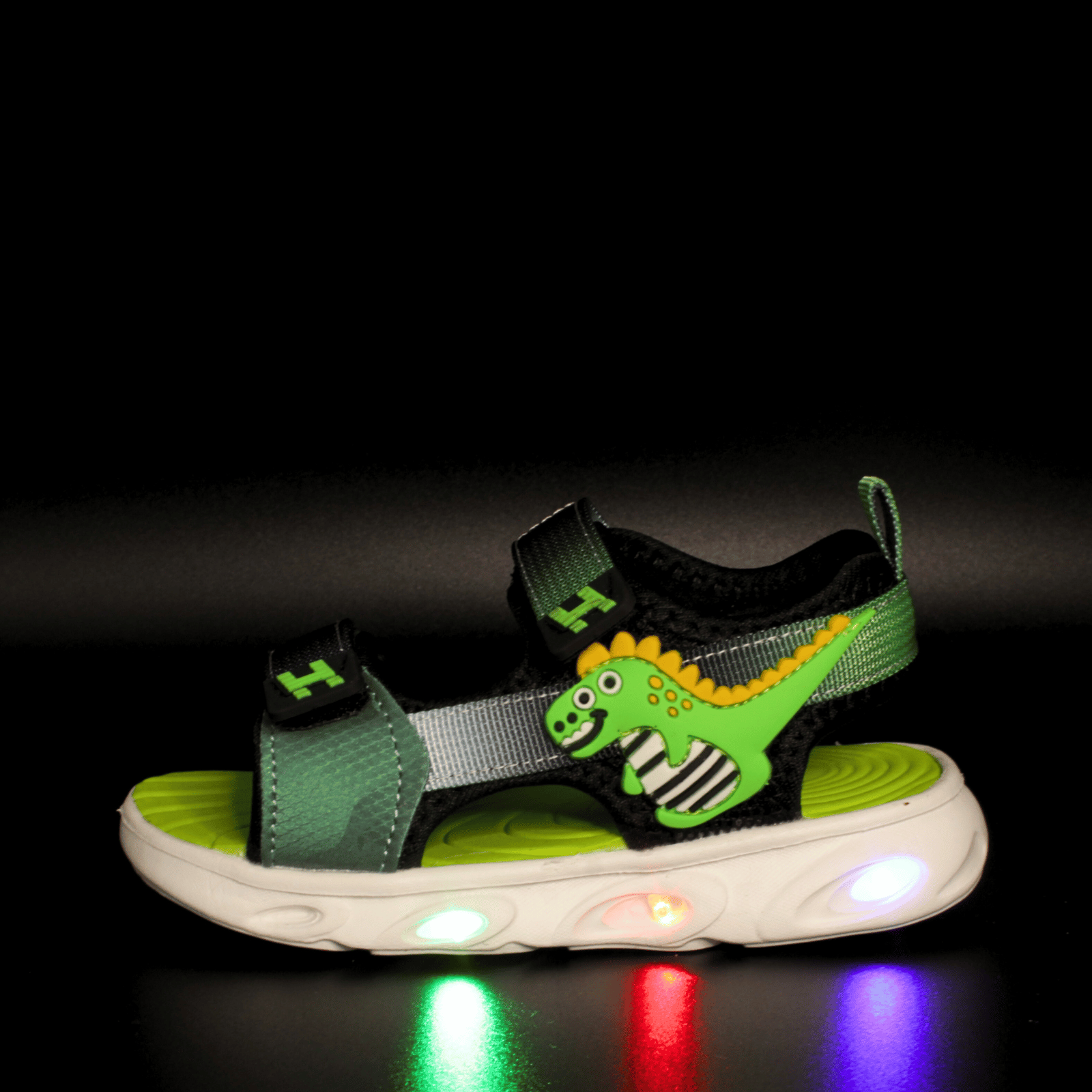 Sandale baieti cu luminite LED Happy Bee 992630, verde, marimi 20-30