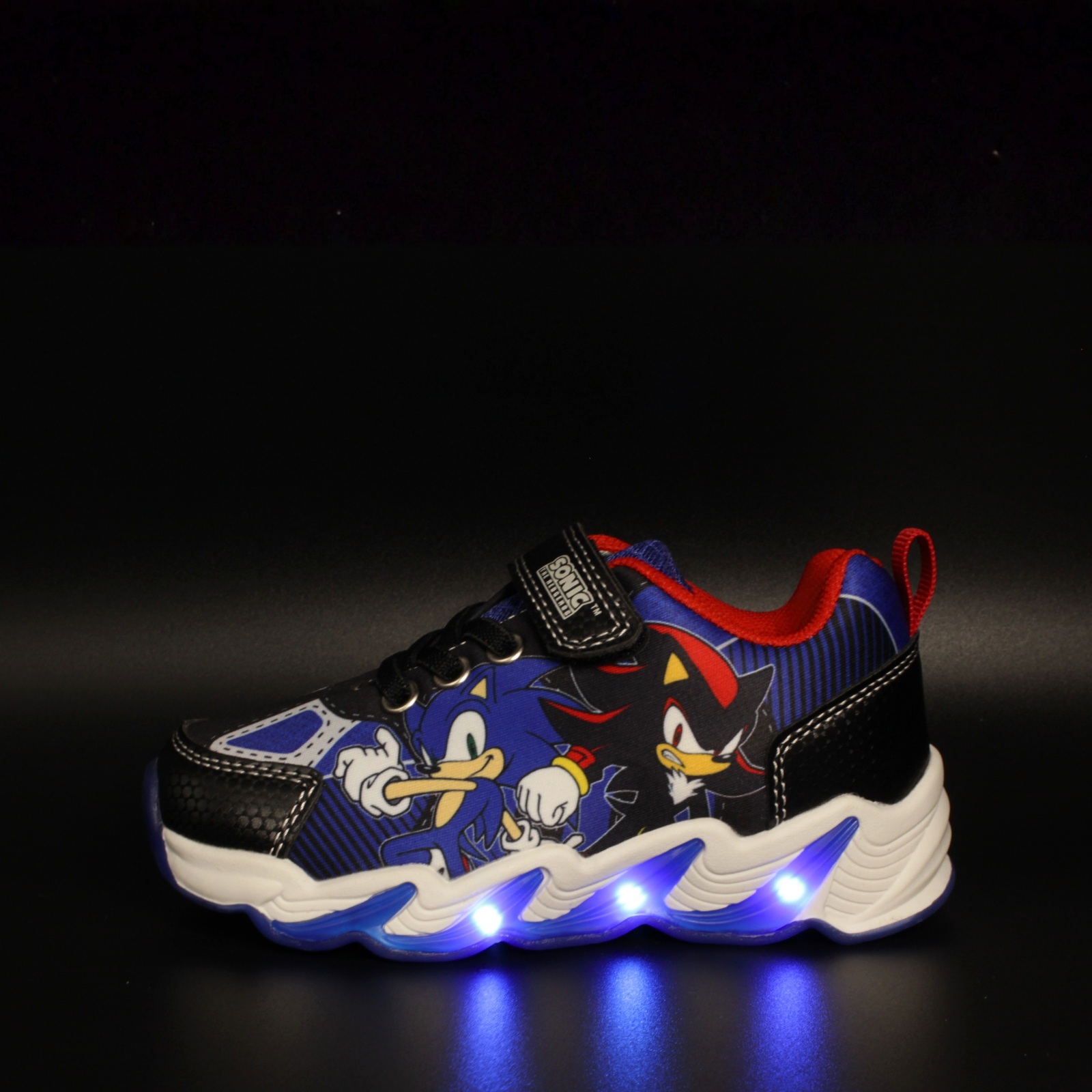 Pantofi sport cu luminite Sonic 001505, negru-albastru, marimi 25-33 EU