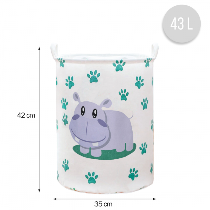 Cos pliabil depozitare, bumbac canvas impermeabil, WAYA, hipopotam, 43 litri [2]
