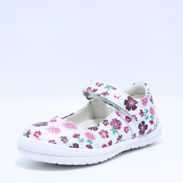 Pantofi balerini Happy Bee 928340, alb-mov, motiv floral, marimi 25-30 [3]