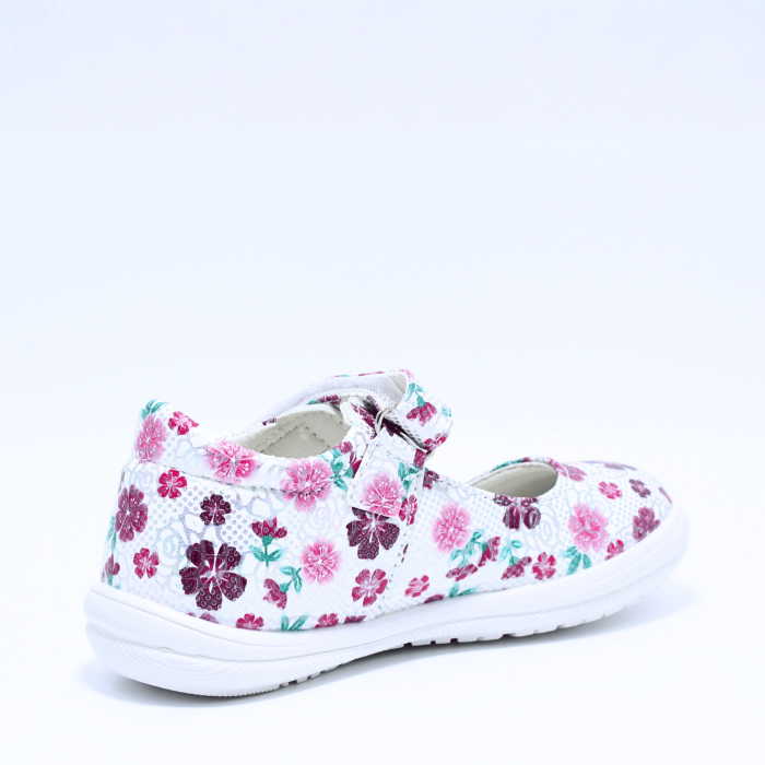 Pantofi balerini Happy Bee 928340, alb-mov, motiv floral, marimi 25-30 [4]