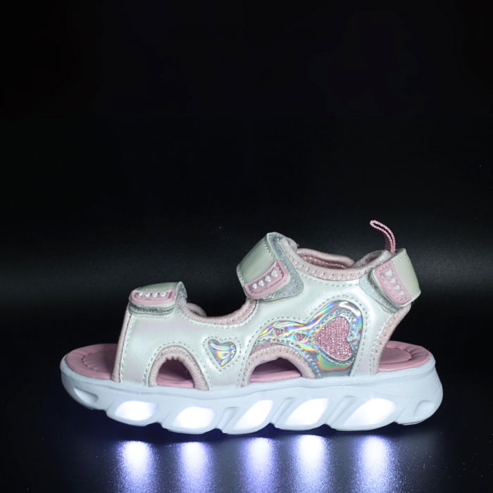 Sandale fete cu luminite LED Happy Bee 931100, alb, 25-30 [2]