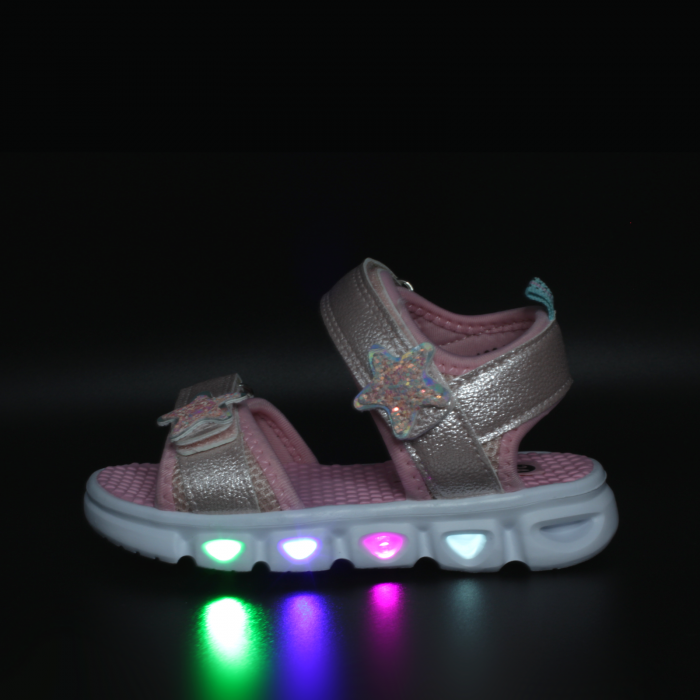 Sandale fete cu luminite LED, Sprox 534239, talpa EVA, roz-auriu, 24-32 EU | kiddiespride.ro [2]