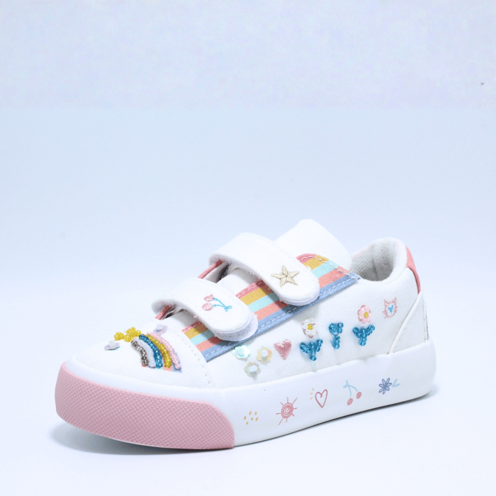 Tenisi textili Astonic Sport 0050470, alb, design floricele, marimi 25-30 [3]