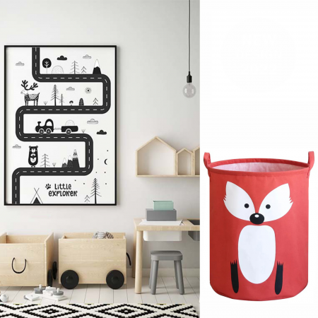 Cos pliabil depozitare, bumbac canvas impermeabil, WAYA, vulpita rosie, 43 litri [5]