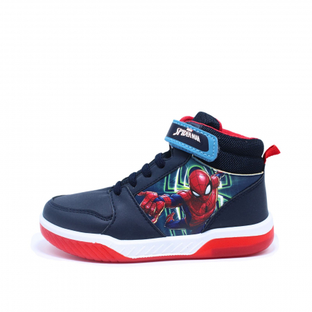 Ghete | Cizme - Ghete baieti Spiderman cu luminite LED, 012095, navy/rosu, marimi 28-33