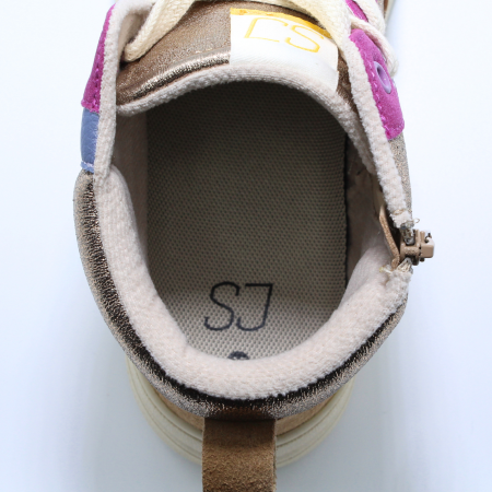 Ghete fete SJ 634991, Easy Fitting, natur-fucsia, piele ecologica, marimi 35-39 EU [5]