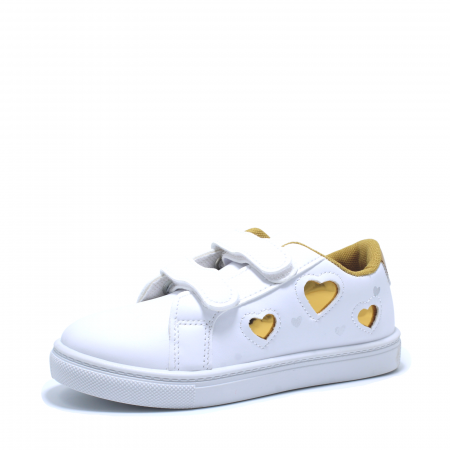 Pantofi albi fete D.T. New York 866700, inimioare aurii, marimi 25-30 [1]