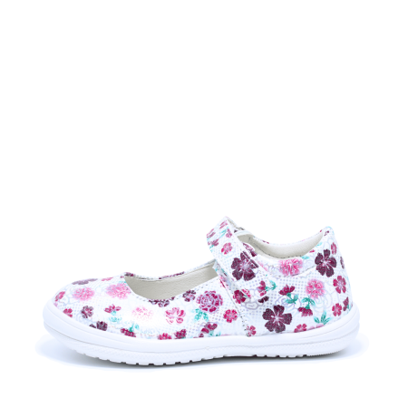 Toate produsele - Pantofi balerini Happy Bee 928340, alb-mov, motiv floral, marimi 25-30