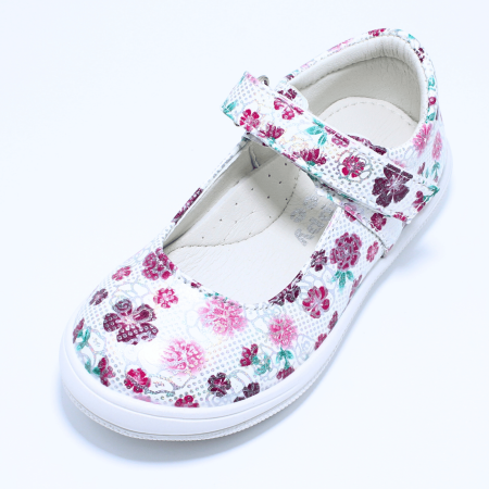 Pantofi balerini Happy Bee 928340, alb-mov, motiv floral, marimi 25-30 [4]