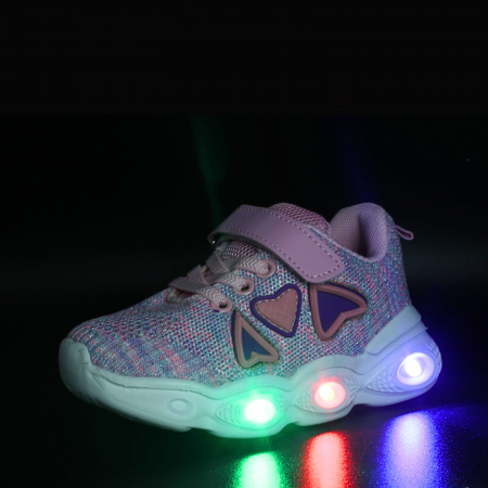 Pantofi sport cu luminite Happy Bee 935810, textili, roz, marimi 25-30 [2]