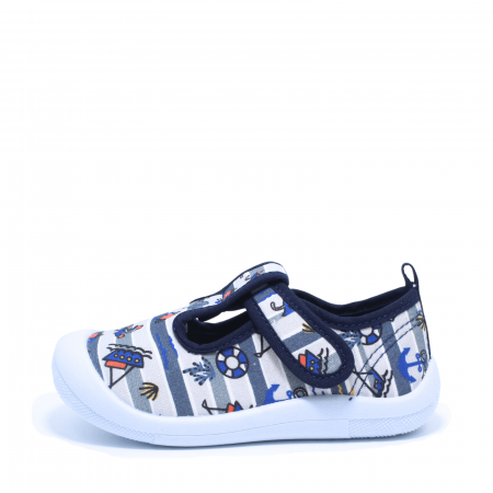 Papuci interior | Crocs - Papuci cu velcro baieti Happy Bee 943573, navy-gri , marimi 21-26