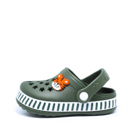 Papuci interior | Crocs - Saboti baieti tip crocs Cortina 932980, EVA, verde, marimi 25-30