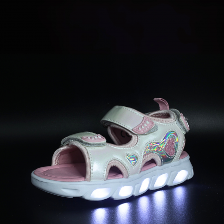 Sandale fete cu luminite LED Happy Bee 931100, alb, 25-30 [3]